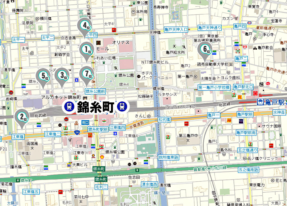 マッサージ店分布地図 錦糸町 マッサージ 整体