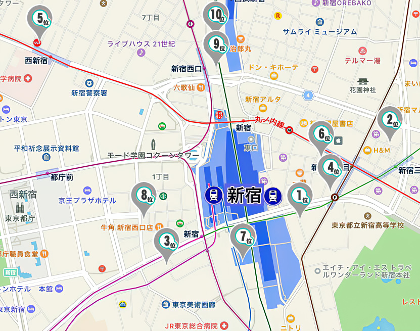 新宿店 新宿 マッサージ 整体 地図
